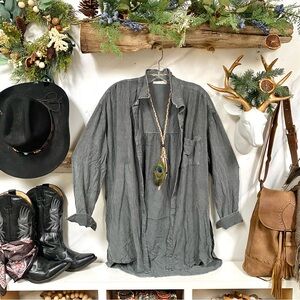STITCH + FEATHER long boho rustic buttoned up shirt/cover up